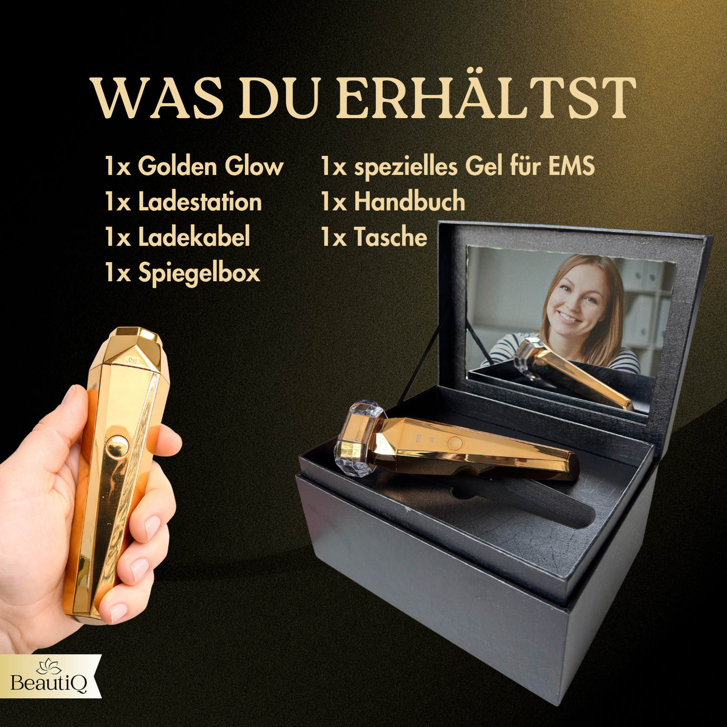 Golden Glow | EMS & Radiofrequenz gegen Falten, Tiefenwirksames Anti Aging