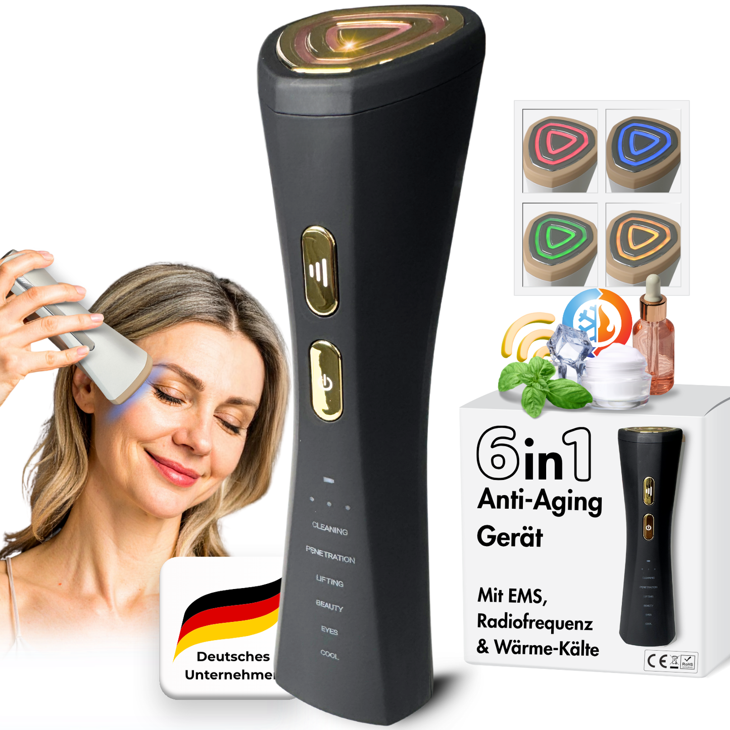 Lumèra | 6 abgestimmte Funktionen für schöne, straffe Haut - Gesichtsmassagegerät mit EMS & Radiofrequenz