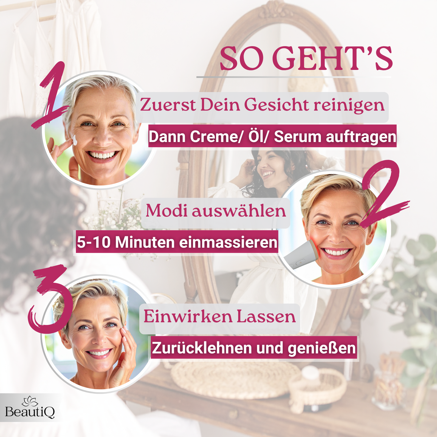 Lumèra | 6 abgestimmte Funktionen für schöne, straffe Haut - Gesichtsmassagegerät mit EMS & Radiofrequenz
