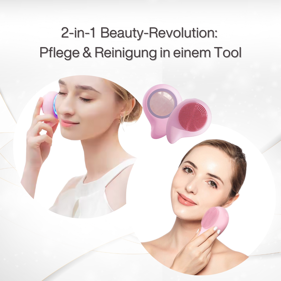 LuxeCleanse | Rosenquarz, Beautygerät mit Noppen, Gesicht/Hals Massage- & Reinigungsbürste