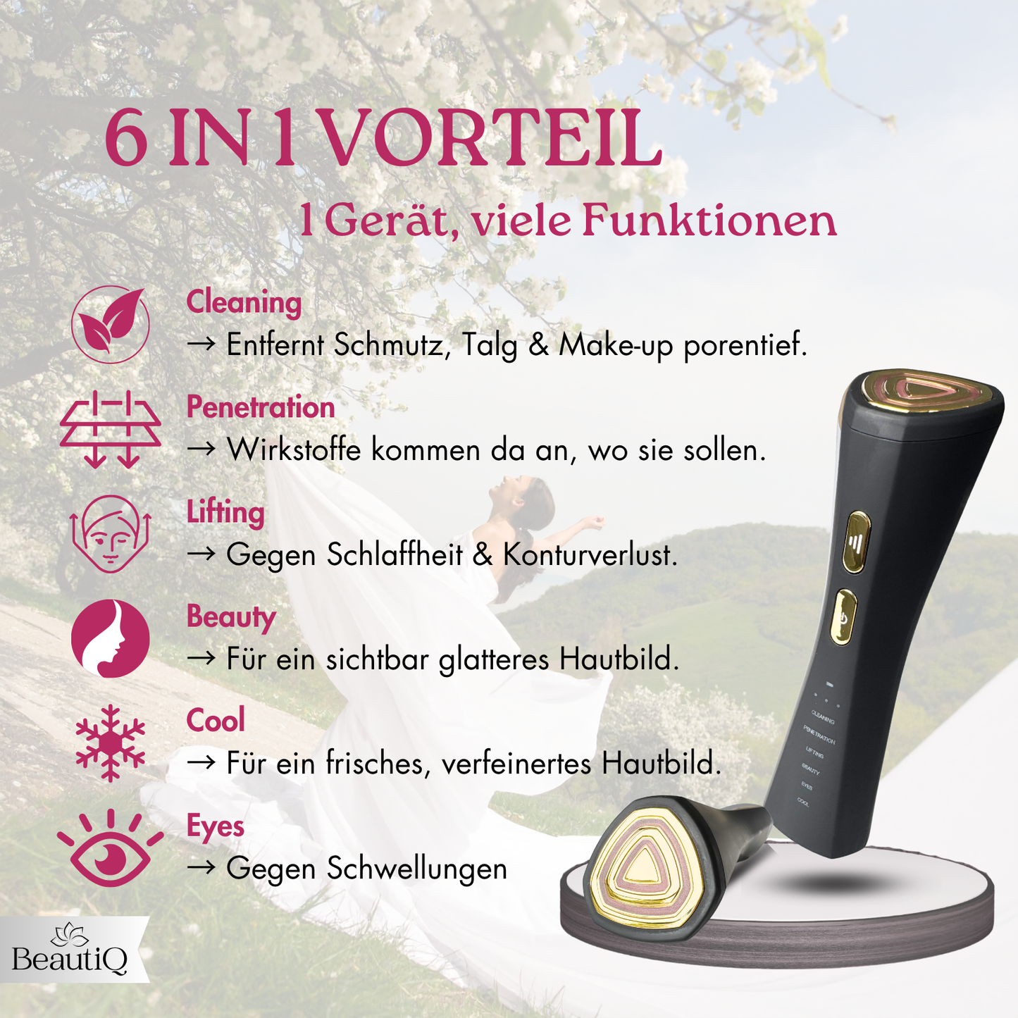 Lumèra | 6 abgestimmte Funktionen für schöne, straffe Haut - Gesichtsmassagegerät mit EMS & Radiofrequenz