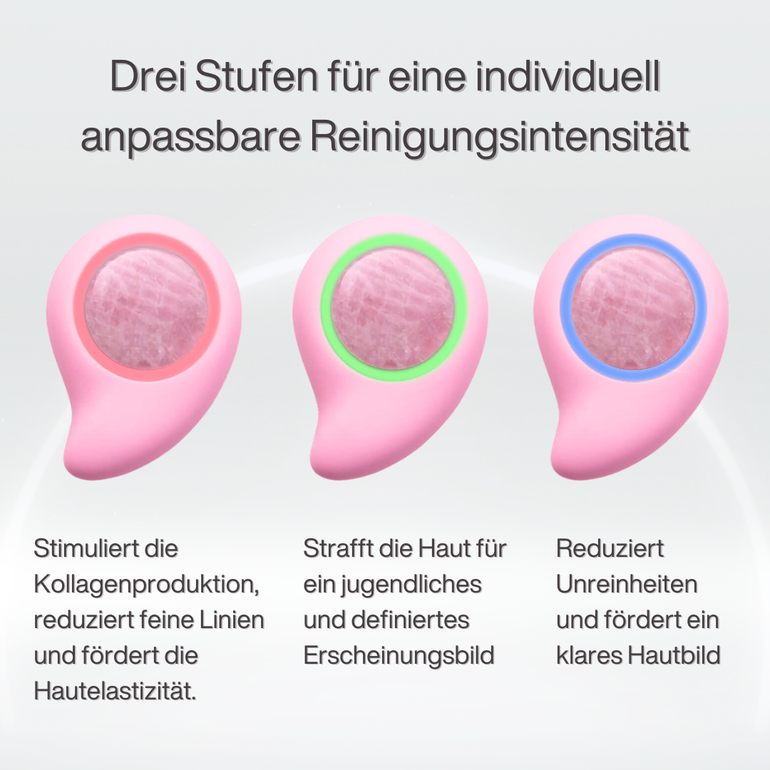 LuxeCleanse | Rosenquarz, Beautygerät mit Noppen, Gesicht/Hals Massage- & Reinigungsbürste