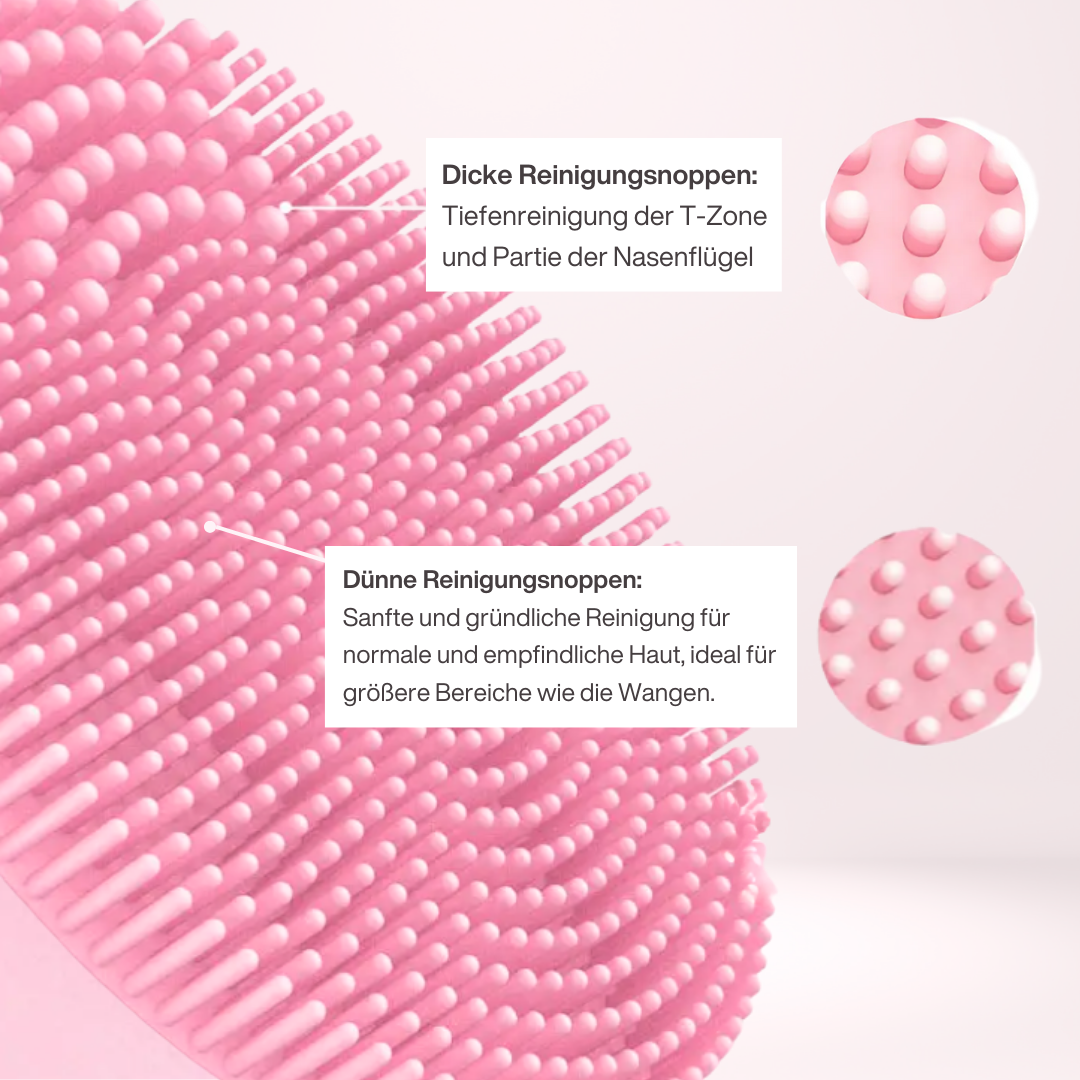 LuxeCleanse | Rosenquarz, Beautygerät mit Noppen, Gesicht/Hals Massage- & Reinigungsbürste