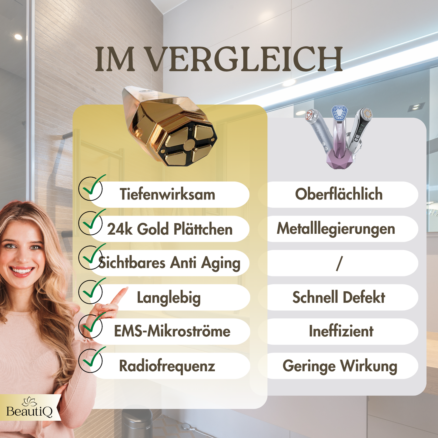 Golden Glow | EMS & Radiofrequenz gegen Falten, Tiefenwirksames Anti Aging