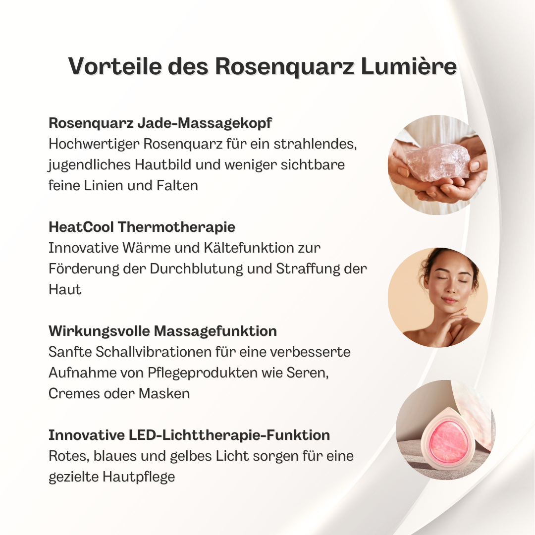 Lumière | Anti-Aging Wunder, Beautygerät Gesicht mit LED-Lichttherapie & Rosenquarz